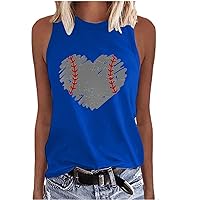 TUNUSKAT Tank Top for Women Workout Sleeveless Baseball T Shirts Summer Fashion O-Neck Graphic Tees Casual Cute Tank Tops