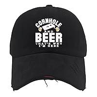 Cornhole and Beer That's Why I'm Here Trucker Hat Running Hats for Women AllBlack Hat for Men Gifts for Him Cycling