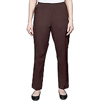 Alfred Dunner Womens Plus-Size Soft Twill Mid-Rise Regular Fit Straight Leg Short Length Casual Pant