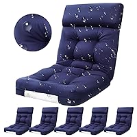 Blulu 6 Pcs Waterproof Rocking Chair Cushion Rocker Cushions Set High Back Porch Chair Cushions with Ties for Indoor Outdoor Home Patio Furniture Tufted Pillow Pads, Non Slip Backed, Navy Blue