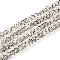 10 Strands Czech Faceted Rondelle Crystal Loose Beads 6mm Glass Spacer Silver Champagne (840-860pcs) for Jewelry Craft Making CCR629