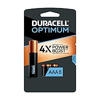 Duracell Optimum AAA Batteries with Power Boost Ingredients, 8 Count Pack Triple A Battery with Long-lasting Power, All-Purpose Alkaline AAA Battery for Household and Office Devices