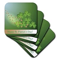 3dRose CST_180862_2 Beautiful Green and Gold Shamrocks, Happy St. Patrick's Day Soft Coasters, Set of 8