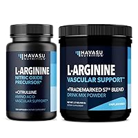 L Arginine Capsules and L Arginine Powder | Ultimate Male Pre Workout Supplements | Nitric Oxide Boost Supports Performance & Endurance | 120 Vegan L-Arginine Capsules & Unflavored L-Arginine Powder