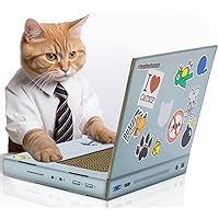 Suck UK Cat Scratcher Laptop with Fluffy 'Mouse' Interactive Toys, Paw Over Social Media & Catch up on The Mews, Kitten Toys & Cat Scratch Pads |