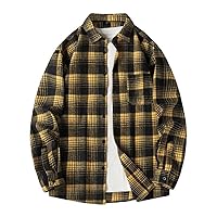Men Shirt Plaid Flannel Spring Autumn Long Sleeve Loose Casual Oversized Business Male Soft Dress