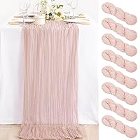 8 Pack of 10ft Dusty Pink Cheesecloth Table Runner 35x120 Inches Rustic Wrinkled Gauze Table Runner Bulk for Party Baby Shower Decor