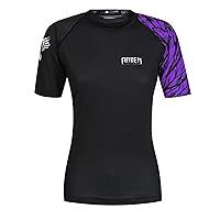 Women's Aerial Assault MMA BJJ Short Sleeve Rash Guard Black/Purple