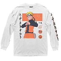 Ripple Junction Naruto Shippuden Naruto Block Symbols Anime Adult Unisex Long Sleeve Crew T-Shirt Officially Licensed