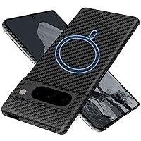 Carbon Fiber Phone Case for Google Pixel 8 Pro, Compatible with MagSafe, Slim and Thin 600D Aramid Fiber Pixel 8 Pro Protective Cover Magnetic with Case-Less Touch Feeling(Matte Black)