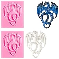 2 Pcs Flying Dragon Silicone Mold 3D Animal Dragon Chocolate Baking Mould Tool for DIY Soap Cake Candy Baking Polymer Clay Decorating Pink