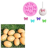 YunKo 6Pcs Wooden Brown Fake Nest Easter Eggs and Bows Silicone Fondant Molds