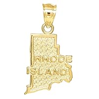 10k Gold Mens Rhode Island Height 23.4mm X Width 12.9mm State Charm Pendant Necklace Jewelry Gifts for Men