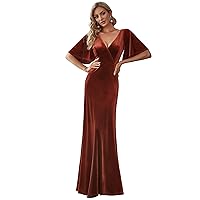 Ever-Pretty Women's Retro Evening Gown A Line V-Neck Wrap Velvet Long Formal Dresses 0861