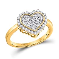 The Diamond Deal 10kt Yellow Gold Womens Round Diamond Heart Cluster Ring 1/3 Cttw