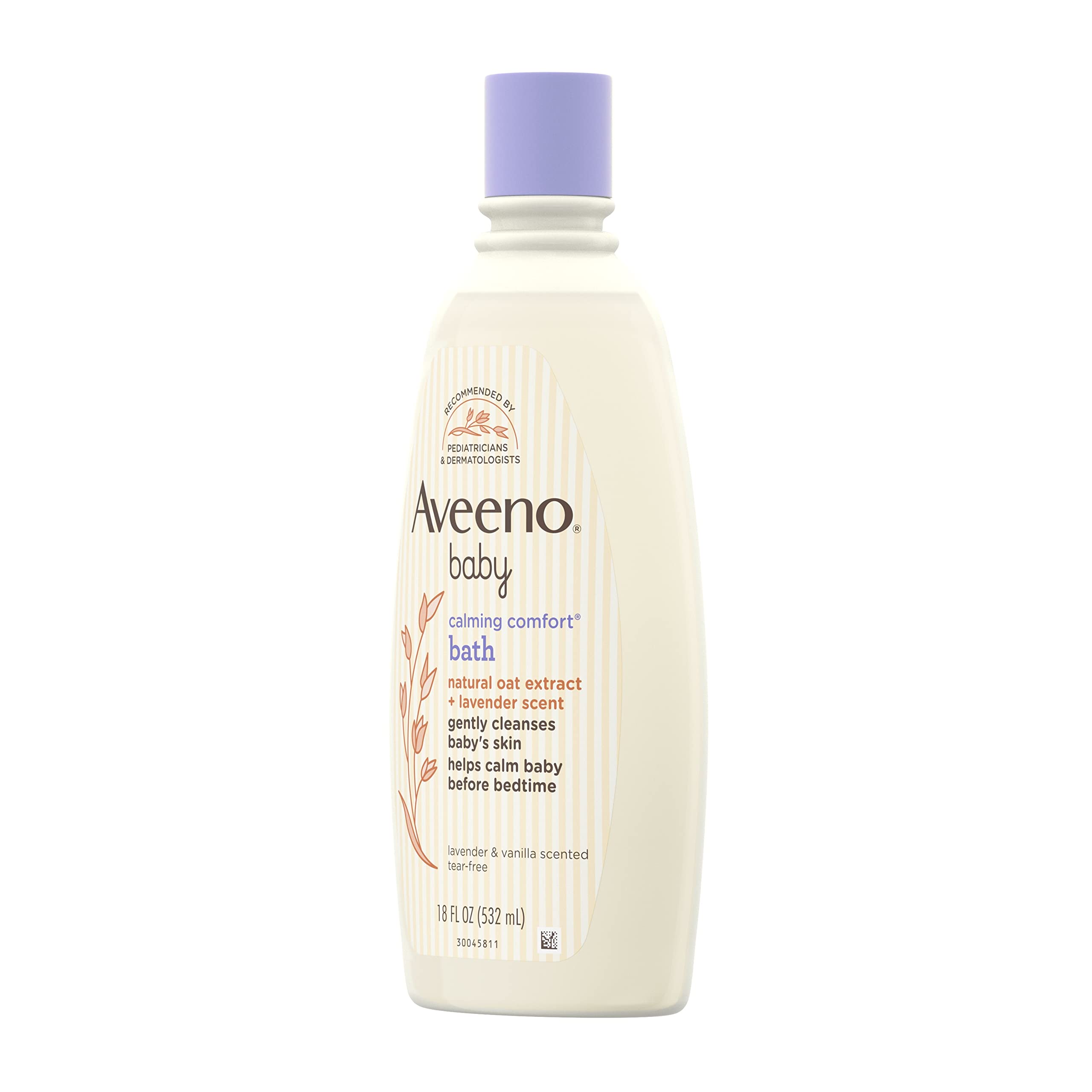 Aveeno Baby Calming Comfort Bath with Relaxing Lavender & Vanilla Scents, Hypoallergenic & Tear-Free Formula, Paraben- & Phthalate-Free, 18 Fl Oz (Pack of 1)