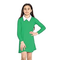 Loxdonz Girl's Long Sleeve Vintage Peter Pan Collar T-Shirt Dress Casual Flare Skater Dress 4-13 Years