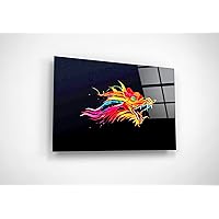 Chinese Dragon Wall Art Abstract Colorful Painting Feng Shui Decor Authentic Asian Restaurant Decoration Glass Canvas Print Oriental Art Gift Idea