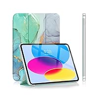 Soke Case for iPad 10th Generation(10.9-inch,2022) - [Smart Cover Auto Wake/Sleep + Slim Trifold Stand], Premium Protective Hard PC Back Cover for New Apple iPad 10.9 Inch - Emerald Marble