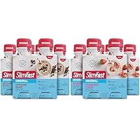 Meal Replacement Shake Bundle with Cappuccino Delight & Strawberries and Cream Flavors, 10g Protein, 11 Fl Oz, 4 Count (Pack of 3)
