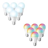 Smart Light Bulbs 5000K 6 Pack Bundle with A19 Alexa Light Bulb Color Changing 6 Pack, E26 Smart Bulb, 60W Equivalent, Work with Alexa, Google Home, SmartThings, Zigbee, Hub Required
