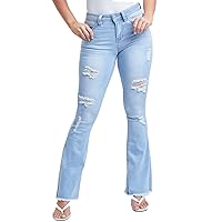 YMI Women's Junior Wannabettabut High Rise Super Flare Denim Jeans