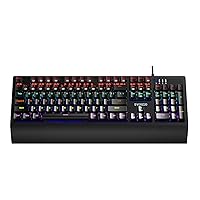 E-YOOSO Mechanical Keyboard, Mechanical Gaming Keyboard with Blue Switches, 104 Keys, Wired Keyboard Mechanical with Rainbow Backlit & RGB LED Side Light, Clicky Keyboard for Windows, Gaming, PC
