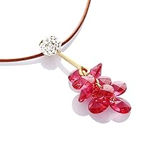Womens Pendant Chain Translucent Swiss Crystal Elements Vine Necklace with Waxed Cord Tie. Timeless Everyday Style Costume Jewellery, Gift Idea Her Under £10 for Christmas, Janeo Jewels