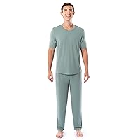 Fruit of the Loom Men's 360 Stretch Short Sleeve V-Neck Top and Pant Sleep Pajama Set