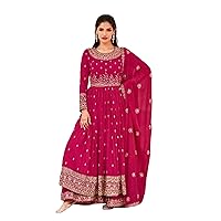 Pink Punjabi Georgette Anarkali Palazo Salwar Kaeez Indian Wedding Dress 7378