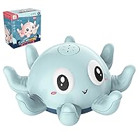 Baby Bath Toy Cute Octopus Bath Toy Water Sprinkler with Lights and Music Waterproof Light Up Bath Toys Battery Powered Automatic Spray Water Bathtub Toys Baby Birthday Gifts Blue, Toddler Bath Toys