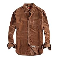 Retro Cargo Distressed Washed Men's Corduroy Shirt Cotton Uniform Light Casual Work Safari Style Shirts Mens