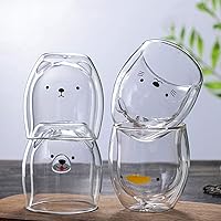 4Pcs Cute Coffee Mugs, Bear Duck Cat Tea Cup Double Wall Glass Mugs Milk Cup for Office and Personal Birthday 4 Count Pack of 1 201211ZY074444 8997 1506569821
