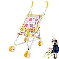 Doll Stroller Toy Kid Baby Doll Stroller Folding Baby Doll Carriage with Soft Grip Handle Baby Doll Accessories for Girl Pretend Play Toy 24x47x53cm, Doll Stroller Toy