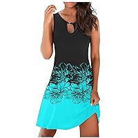 Independence Day Sleeveless Mini Tank Tops Womans Active Elegant Super Soft Dresses for Women Print Cotton Blue XXL
