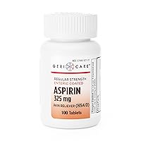 Enteric Coated Aspirin Tablets 325mg (100 Count) by GeriCare- NSAID Pain Reliever & Fever Reducer Coated Aspirin for Adults- Regular Strength Aspirin for Headache Arthritis Menstrual & Muscle Pain