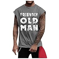 Mens Muscle Shirts Sleeveless, Summer Men's Solid Color Printed Sweat-Absorbing Breathable Shoulder Expanding Sleeveless