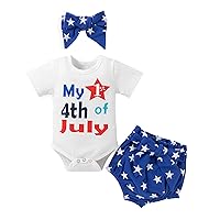 Teen Girl Crop Tops Infant Boys Girls Short Sleeve Independence Day 4 of July Letter Printed Checke (White, 0-3 Months)