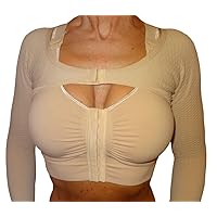 High compression mini top, massaging arms sleeves for Lipedema, Lymphedema diseases (S/M, Nude)