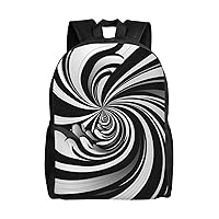 White Black Swirl Design Backpack For Women Men Travel Laptop Backpack Rucksack Casual Daypack Lightweight Travel Bag