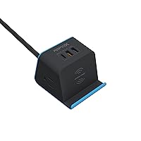 RapidX MyDesktop Pro 60W 3 USB Ports and 2 Power Outlets Power Station with Wireless Charging Stand for iPhone, Android, Tablets and Laptops, Blue