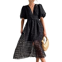 Women's Summer Dress New Multicolor Lantern Sleeve Dress Casual Party Sress Solid Color Skirt Sexy Flowy Dress