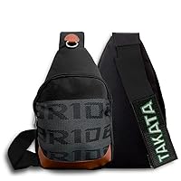 JDM Bride Recaro Racing Backpack Brown Bottom with TAK Adjustable Straps, Gradation Crossbody Shoulder Daypack (Recaro - Black Strap)