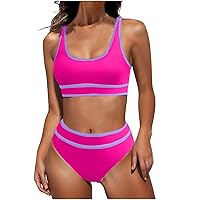 High Waisted Bikini Sets for Women Two Piece Tankini Swimsuits 2024 Modest Tummy Control Bathing Suits Swim Shorts