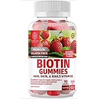 Number One Nutrition N1N Premium Biotin Gummies 5000mcg [High Potency, 90 Gummies] for Healthy Hair, Skin and Nails for Adults and Kids, Vegan, Non-GMO, Pectin Based