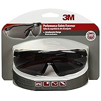 3M Safety Eyewear, Aerodynamic Design, Black w/Red Accent Frame, Gray Lens, Anti-Fog