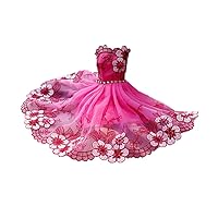 Wedding Gown Dresses Princess Clothes Party Outfit for Doll Toy Doll (Rose Red Flower) Dress Clothes Gown Outfit Doll Fashion Clothes, Formal Dresses