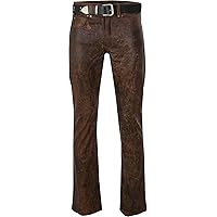Cowboy Western Traditional Native American Leather Pants for Men Casual Classic Breeches Fashion Pant
