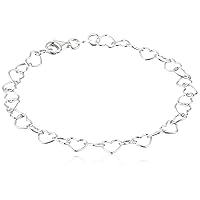 Amazon Essentials Sterling Silver 5.3mm Heart-Link Bracelet (previously Amazon Collection)