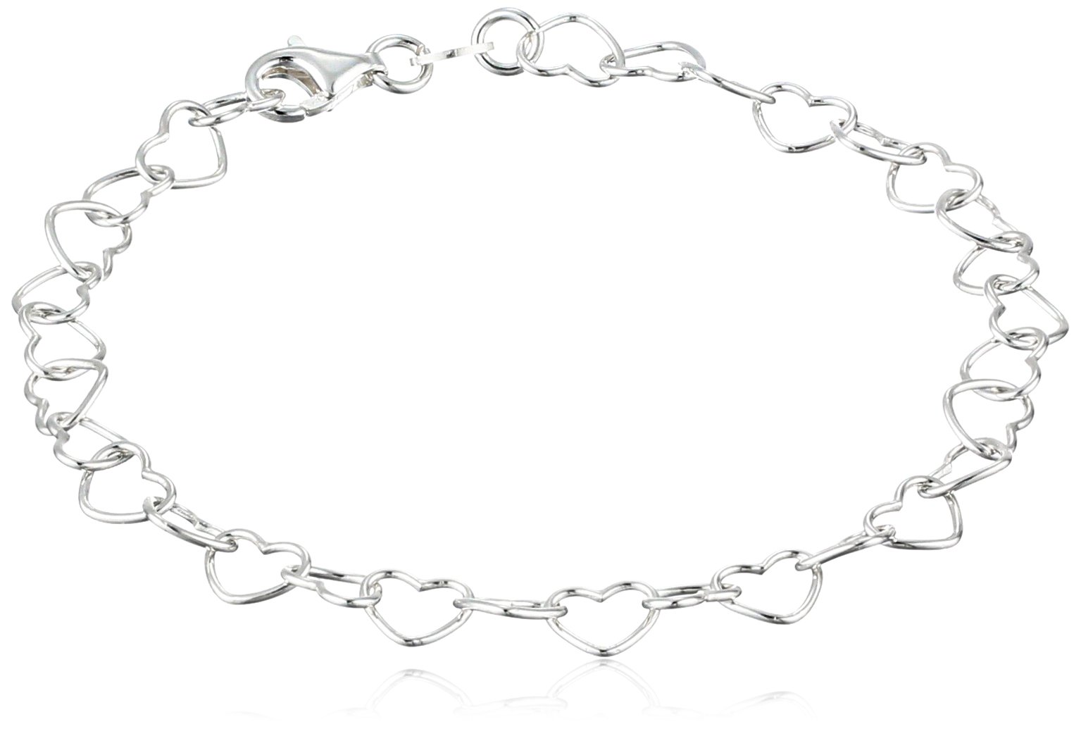 Amazon Collection Sterling Silver 5.3mm Heart-Link Bracelet